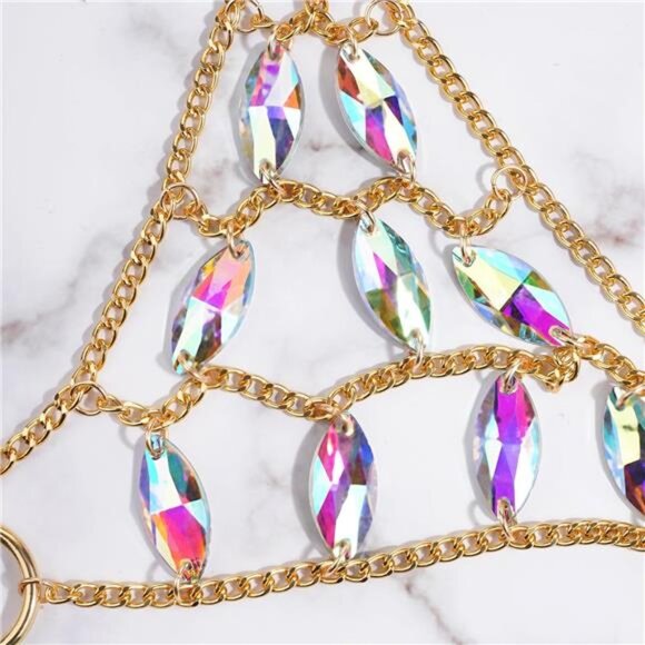 💘 Luxury Metal Body Chain Bra | Eco-Friendly Gold Full Body Jewelry - Picture 3 of 7